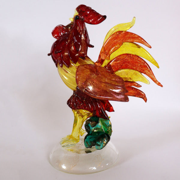 Vintage Italian Murano Hand Blown Glass Rooster Figurine