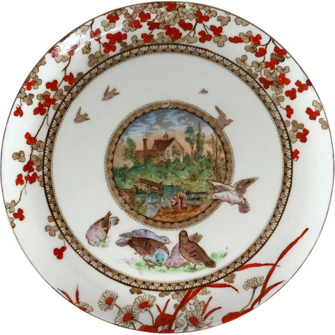 English Brownfield & Son Transferware Porcelain Woodland Plate