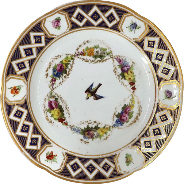 English Georgian Period Derby Porcelain Gilt Bird and Floral Plate