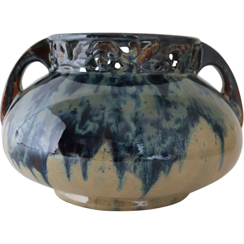 American Fulper Flambe Pottery Two-Handle Vase / Bowl