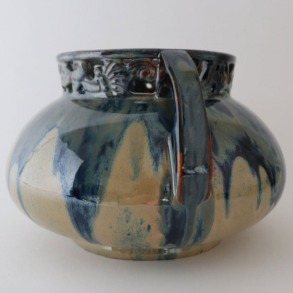 American Fulper Flambe Pottery Two-Handle Vase / Bowl