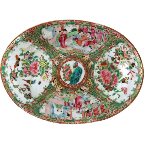 Chinese Qing Porcelain Rose Medallion Oval Platter