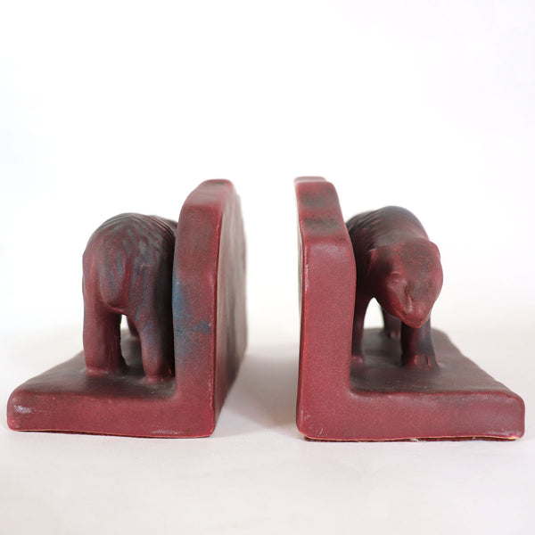 Pair of American Van Briggle Pottery Mulberry Bear Figural Bookends