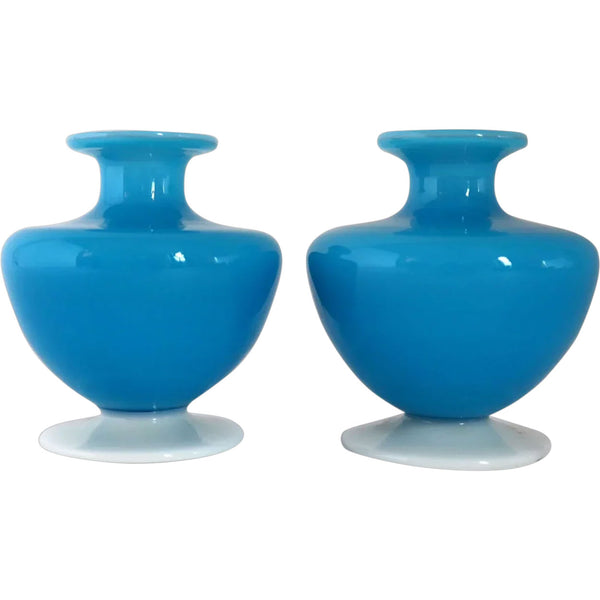 Pair of American Steuben Burley & Co. Glass Blue Jade Perfume Bottles