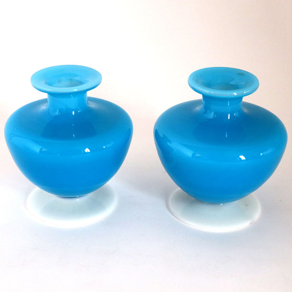 Pair of American Steuben Burley & Co. Glass Blue Jade Perfume Bottles