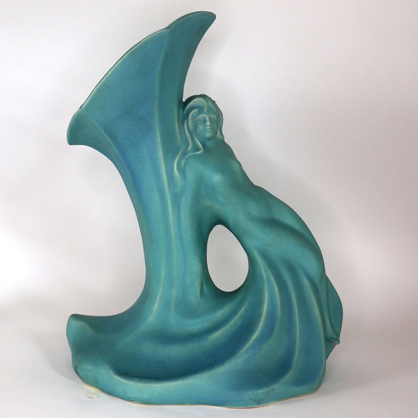 American Van Briggle Pottery Lady of the Lily Turquoise Figural Vase