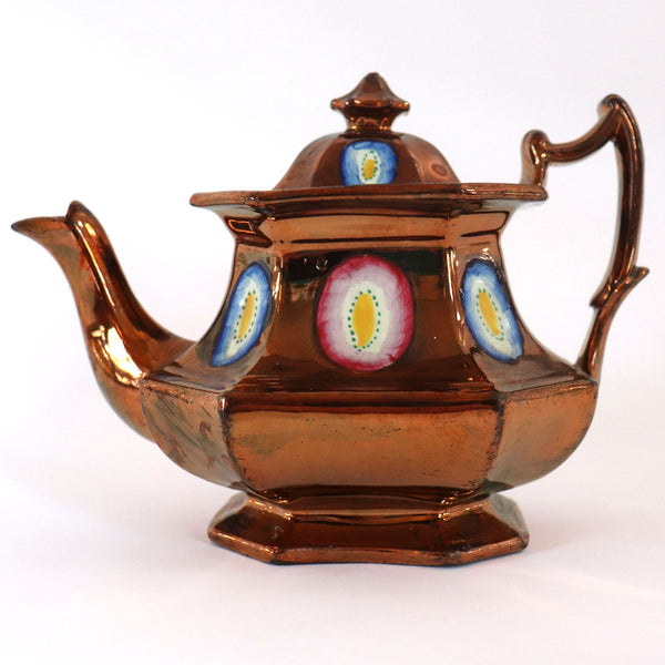 English Georgian Enamelled Copper Luster Teapot