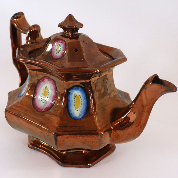 English Georgian Enamelled Copper Luster Teapot