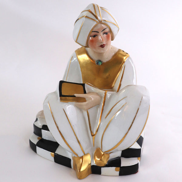 French Art Deco Limoges for Halga Gilt Porcelain Figurine