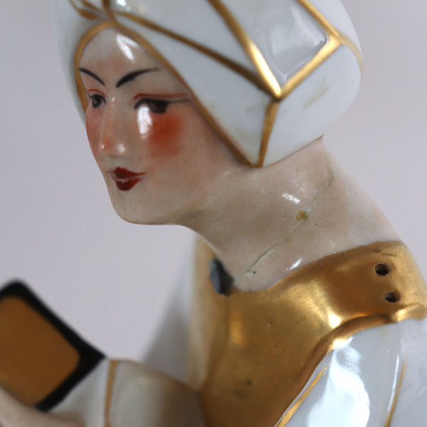 French Art Deco Limoges for Halga Gilt Porcelain Figurine