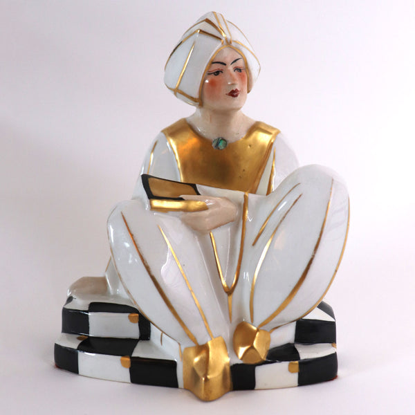 French Art Deco Limoges for Halga Gilt Porcelain Figurine