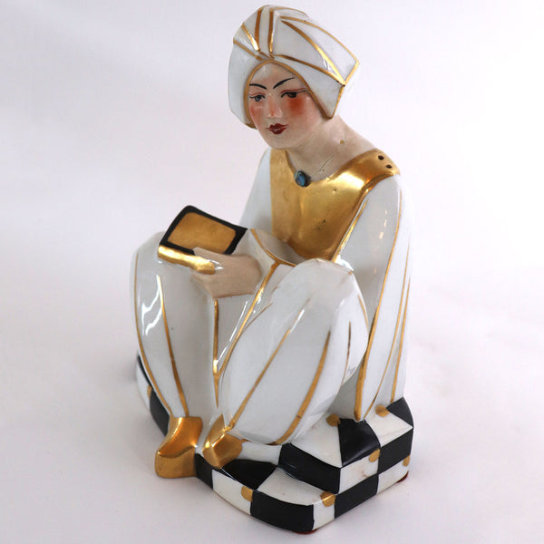 French Art Deco Limoges for Halga Gilt Porcelain Figurine