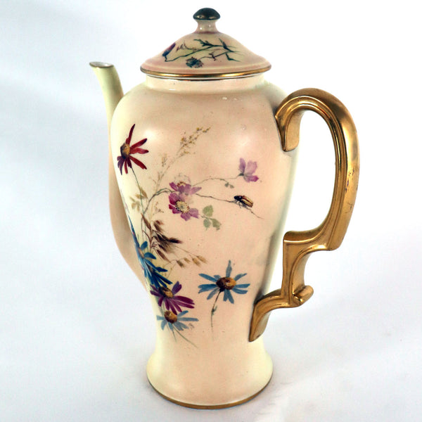 English Royal Worcester Porcelain Blush Ivory Coffee Pot
