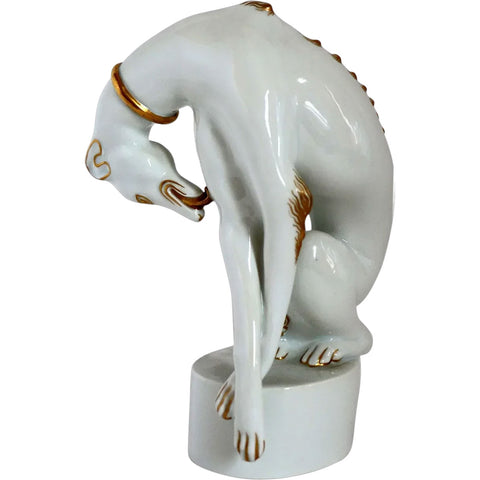 Italian Gio Ponti for Richard Ginori Gilt Porcelain Greyhound Dog Figurine