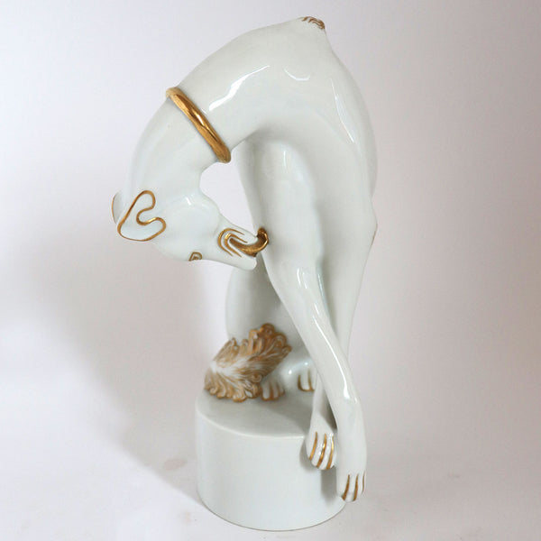 Italian Gio Ponti for Richard Ginori Gilt Porcelain Greyhound Dog Figurine