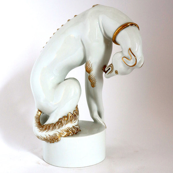 Italian Gio Ponti for Richard Ginori Gilt Porcelain Greyhound Dog Figurine