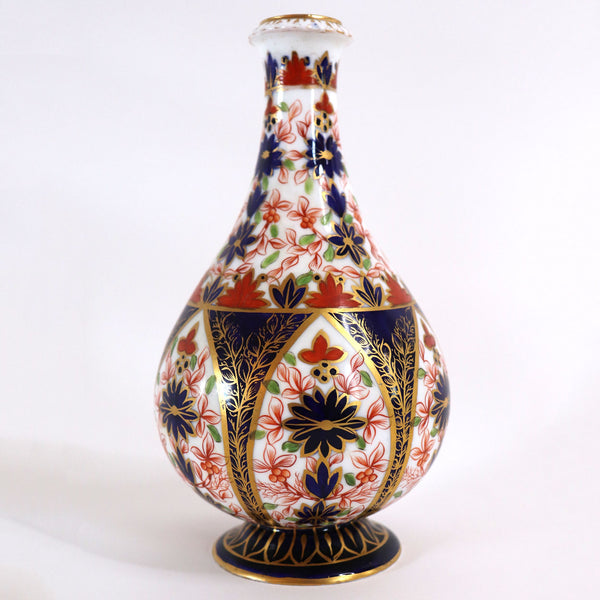 English Royal Crown Derby Gilt Imari Porcelain Bottle Vase