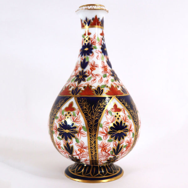 English Royal Crown Derby Gilt Imari Porcelain Bottle Vase
