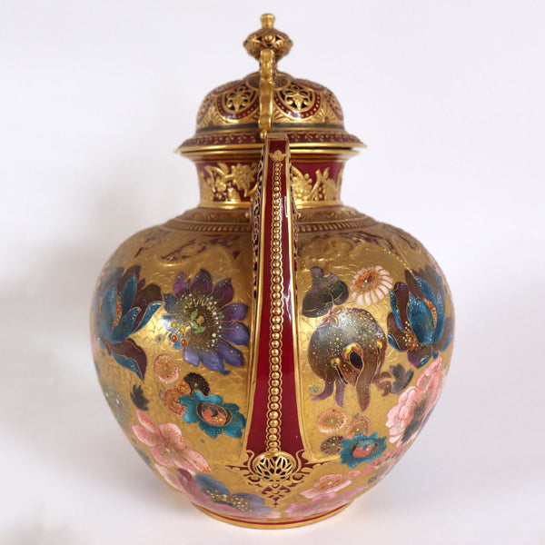 English Derby Porcelain for Shreve Crump & Low Gilt Jeweled Porcelain Urn