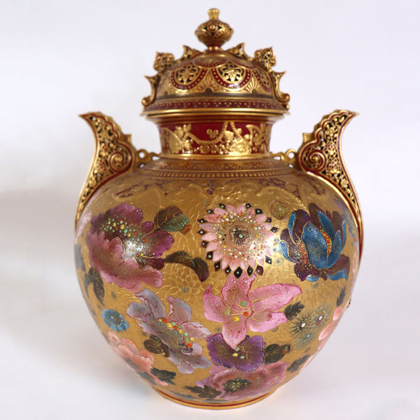 English Derby Porcelain for Shreve Crump & Low Gilt Jeweled Porcelain Urn