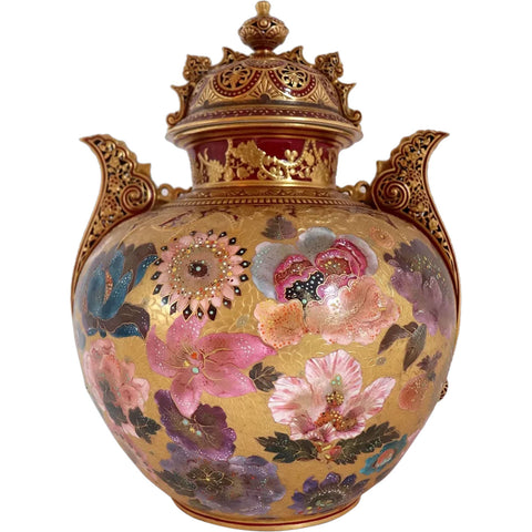 English Derby Porcelain for Shreve Crump & Low Gilt Jeweled Porcelain Urn