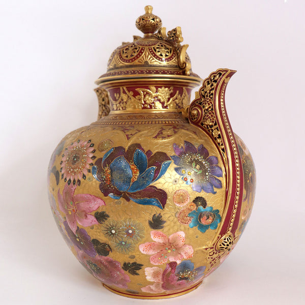 English Derby Porcelain for Shreve Crump & Low Gilt Jeweled Porcelain Urn