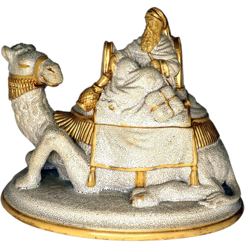 German Anton Tschinkel Salt Glazed Yellow Ware Majolica Pottery Camel Figurine