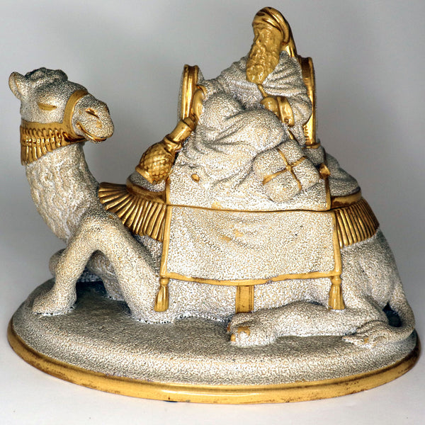 German Anton Tschinkel Salt Glazed Yellow Ware Majolica Pottery Camel Figurine