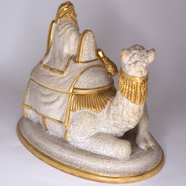German Anton Tschinkel Salt Glazed Yellow Ware Majolica Pottery Camel Figurine