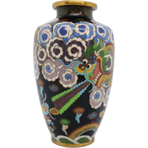 Small Chinese Qing Cloisonné Enamel and Brass Dragon Vase