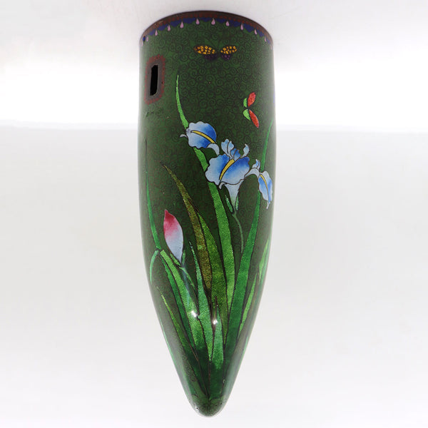 Rare Japanese Meiji Cloisonne Enamel Wall Pocket Hanging Vase