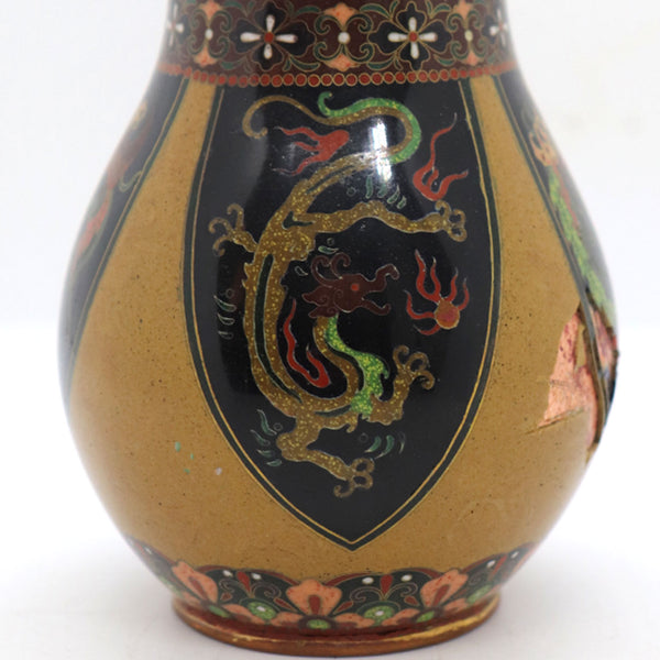 Japanese Meiji Ginbari Cloisonné and Goldstone Double Gourd Bud Vase