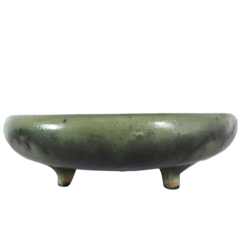 American Fulper Green Flambe Pottery Footed Bowl