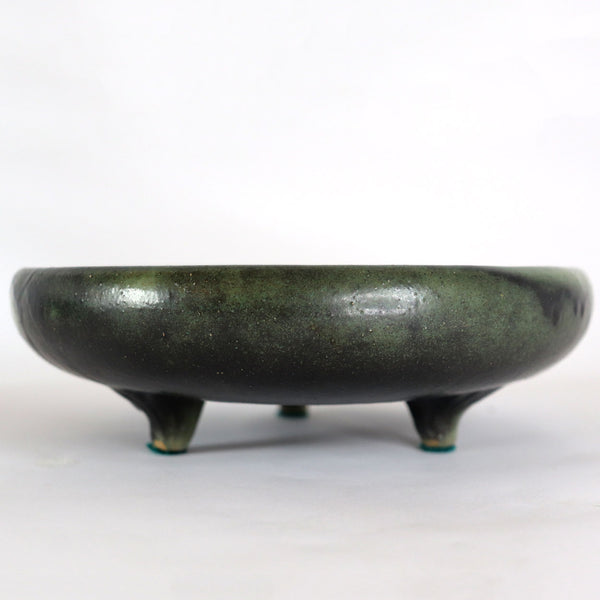 American Fulper Green Flambe Pottery Footed Bowl