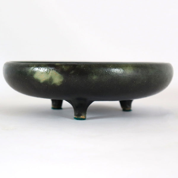 American Fulper Green Flambe Pottery Footed Bowl