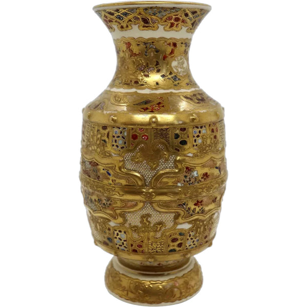 Japanese Meiji Gilt Satsuma Pottery Vase