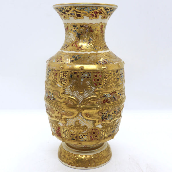 Japanese Meiji Gilt Satsuma Pottery Vase
