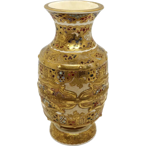 Japanese Meiji Gilt Satsuma Pottery Vase