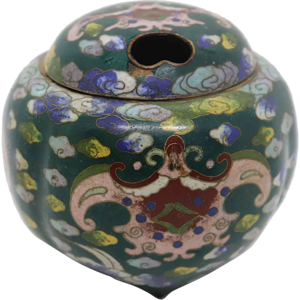 Small Vintage Chinese Cloisonne Enamel Incense Burner Jar