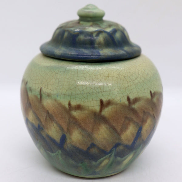American Peters and Reed Pottery Landsun Lidded Jar