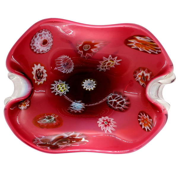 Italian Ermanno Toso for Fratelli Toso Murano Glass Murrines Opalino Bowl