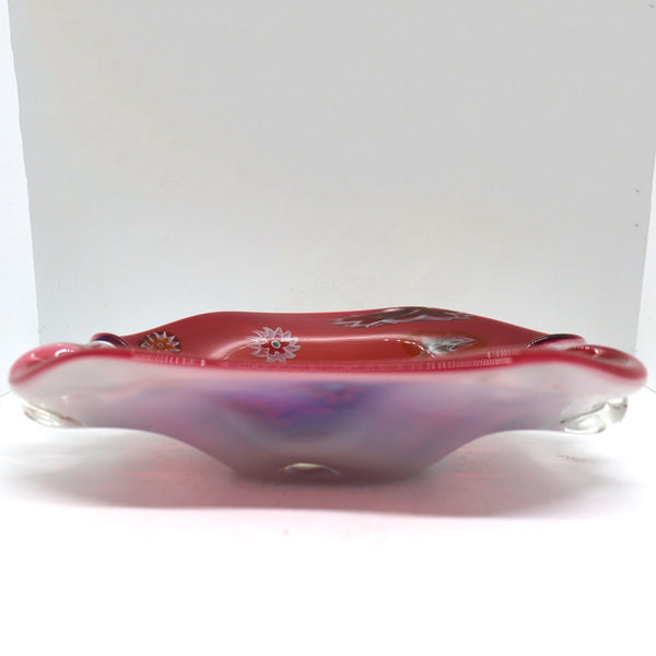 Italian Ermanno Toso for Fratelli Toso Murano Glass Murrines Opalino Bowl