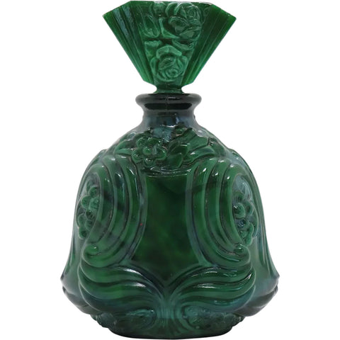 Bohemian Art Deco Malachite Green Glass Perfume Scent Bottle