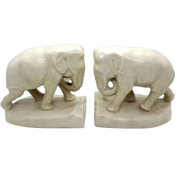 Pair of American Rookwood Pottery Elephant Figural Bookends