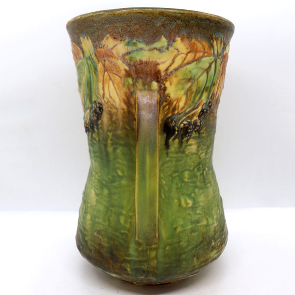American Roseville Pottery Blackberry Green Handled 577-10 Vase
