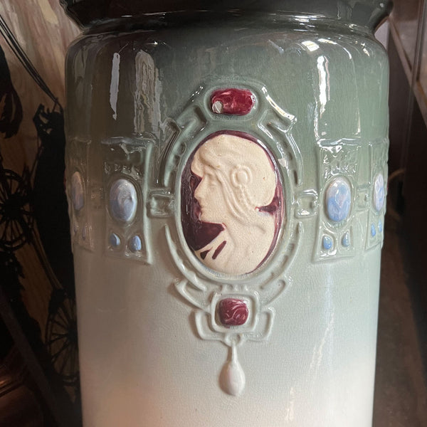 American Weller Pottery Cameo Jewel Umbrella Stand