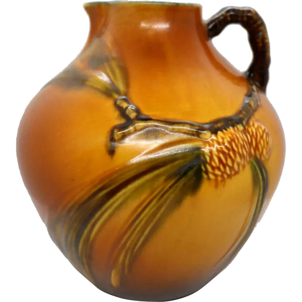 Early American Roseville Pottery Brown Pine Cone Ewer 708-9 Pitcher