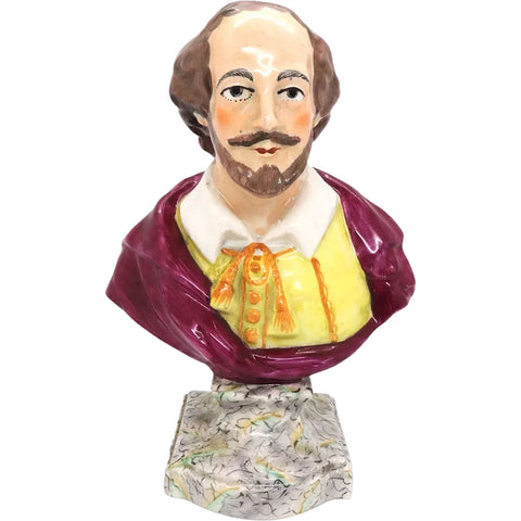 English Staffordshire Pottery Portrait Bust of William Shakespeare