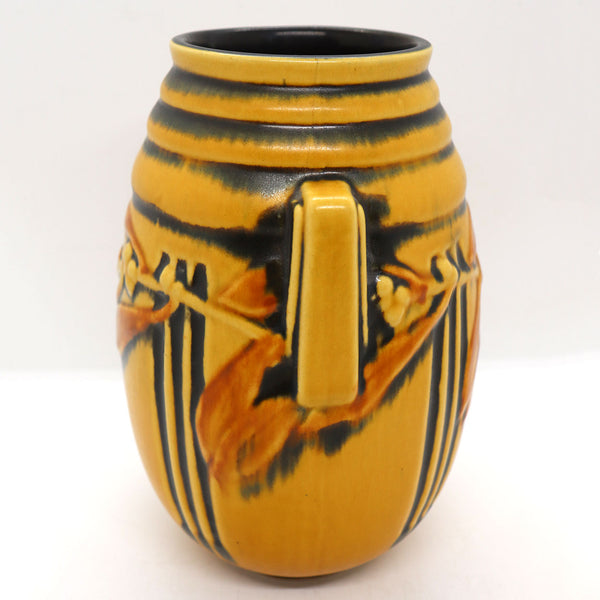 American Roseville Pottery Yellow Laurel Buttress Handle 670 Vase