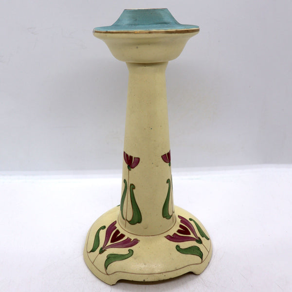 American Roseville Pottery Creamware and Gilt Tulip Candlestick